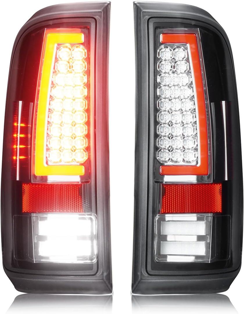 LED Tail Lights for Ford F250 F350 F450 F550 Super Duty 2008-2016,only fit Fleetside Bed Model, Rear Taillight Assembly, Chrome Housing Clear Lens