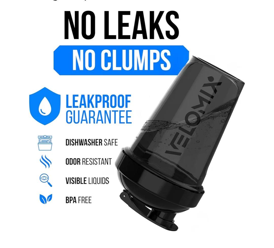 VELOMIX -1 PACK- 20 oz Protein Shaker Bottle for Protein Mixes - 1x Wire Whisk | Leak Proof Shaker Cup for Protein Shakes| Stackable Protein Shaker Bottle | Dishwasher Safe (BLACK)