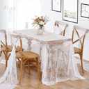 B-COOL 10 Pieces Lace White Table Cloth 60x120 Inch Vintage Wedding Floral Tablecloth for Rectangle Tables Sweetheart Lace Fabric Rustic Wedding Ceremony Decor