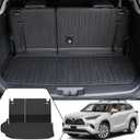 Cargo Mat with Backrest Mat for 2020-2024 2025 2026 Toyota Highlander Car Mat Accessories(Both Hybrid and Gas), TPE All Weather Cargo Liner with SeatBack Cover(Highlander-2 in 1 Trunk Mat)
