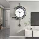 Modern Wall Clock Large Minimalist Decorative Wall Clocks Creativity Silent Non Ticking Pendulum Clocks with Storage Rack Art Decor Quartz Clock for Living Room Bedroom Kitchen Office (Small)