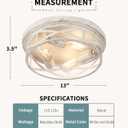 2 Pack Close to Ceiling Light Fixtures, 3-Lights Cage Flush Mount Ceiling Light, 13 Inch White and Gold Semi Flush Mount Ceiling Light for House Bedroom Laundry Hallway Kitchen