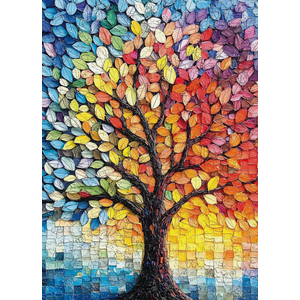 Blueforest Tree of Life 1000 Piece Puzzle for Adults  Stained Glass Mosaic Jigsaw Puzzle, Vibrant Impossible Challenging Puzzle with Letters on Back, Wall Art Decor