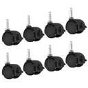 PATIKIL 1 Inch Swivel Stem Casters, 8 Pack Nylon 360 Degree Insert Swivel Stem Wheels with Brake for Chair Shelf Furniture Replacement, Black