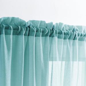 MYSTIC-HOME Sheer Curtains 84 Inches Long, Rod Pocket Sheer Drapes for Living Room, Bedroom, 2 Panels, 52"x84", Semi Crinkle Voile Window Treatments for Yard, Patio, Villa, Parlor, Grey Teal