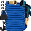 Expandable Garden Hose 75 ft Water Hose with 10 Function Spray Nozzle, Lightweight Flexible Hose with 3/4 Inch Solid Fittings and 4-Layer Latex Core, 75ft Retractable Stretch Hose (Blue)