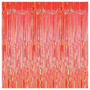 Set of 3 Pack, KatchOn, Neon Red Streamers Party Decorations -3.2x8 Feet | Graduation Backdrop for Graduation Decorations 2025 | Red Backdrop for Carnival Decorations | Red Fringe Backdrop, Red Birthday Decorations