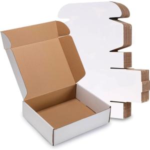 10x7x3 inches Shipping Boxes 25 Pack,TUKYLIL White Corrugated Cardboard Box,Mailer carton for Packaging Small Business,Gifts,Craft,Jewelry,daily supplies, 10x7x3 inches, 25 Pack~White