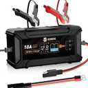 DC House 12V 10A LiFePO4 Battery Charger, Smart Trickle Charger Fully Automatic Maintainer Desulfator for Lead-Acid & LiFePO4 Batteries Car Motorcycle Truck Lawn Mower