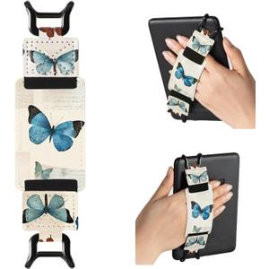 CoBak Secure Hand Strap for Kindle and Tablets - Versatile and Lightweight Kindle Strap for 6-7.5" Kindle/Kobo/Voyaga/Lenovo/Sony E-Book Tablet - High Elasticity, Butterfly