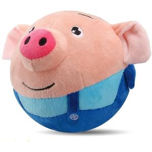 OTXKXBLP Active Moving Pet Plush Toy, Interactive Dog Toys Pet Bouncing Balls, USB Rechargeable Interactive Washable Cartoon Pig Plush Sound Electronic Dog Toy, Small Cute Squeaky Pig Dog Toy (Blue)