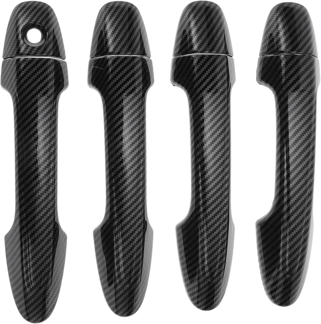 Motoforti Car Door Handle Cover Trim, Side Door Handle Cover, for Toyota RAV4 2013-2018, ABS Carbon Fiber Black 1 Set