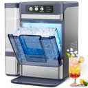 Ice Makers Countertop, 44Lbs/24H Nugget Ice Maker with 0.8 Gallon Water Tank, Ice Ready in 5min, Self-Cleaning Countertop Ice Makers, Soft Chewable Pellet Ice Machine for Home, Kitchen, RV, Camping