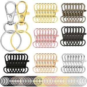 AUGSUN 100PCS Swivel Clasps Lanyard Snap Hooks with Key Rings, Key Chain Clip Hooks Lobster Claw Clasps for Keychains Jewelry DIY Crafts (Multicolor)