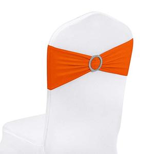 Peomeise 50pcs Orange Spandex Chair Sashes with Buckle Slider for Wedding, Party Decoration