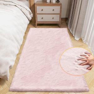 Small Pink Fuzzy Faux Rabbit Shaggy Fur Rug Furry Washable Runner Rug 2x6 Fluffy Rugs for Bedroom Living Room Nursery Rugs Teen Room Dcor