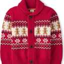 Gymboree Boys' and Toddler Long Sleeve Button Front Cardigan (10, Gingerbread Fairisle)