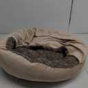 JOEJOY Dog Beds for Small Medium Dogs, Cozy Cuddler Luxury Puppy Pet Bed with Blanket Attached, Donut Round Calming Anti-Anxiety Dog Burrow Cave Bed - Anti-Slip Bottom and Machine Washable 26 inch (Beige)