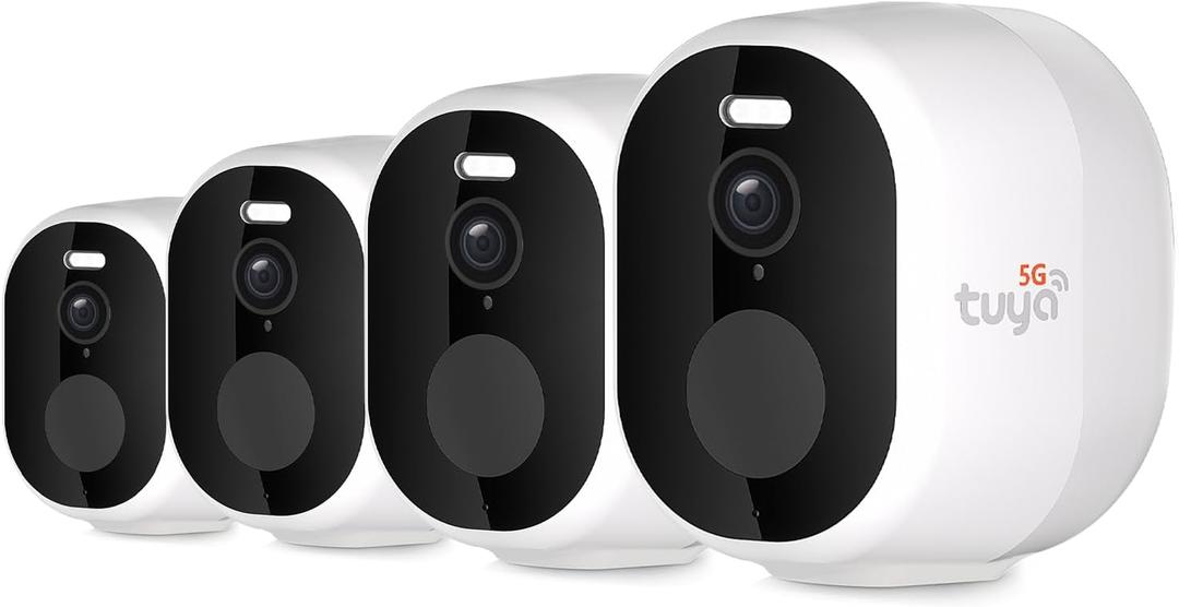 4Pack 5G/2.4G Security Cameras Wireless Outdoor, 2K Battery Powered Indoor Cameras for Home Security, AI Motion Detection Siren Alarm, Two-Way Talk, Color Night Vision, Waterproof,Works w/Alexa