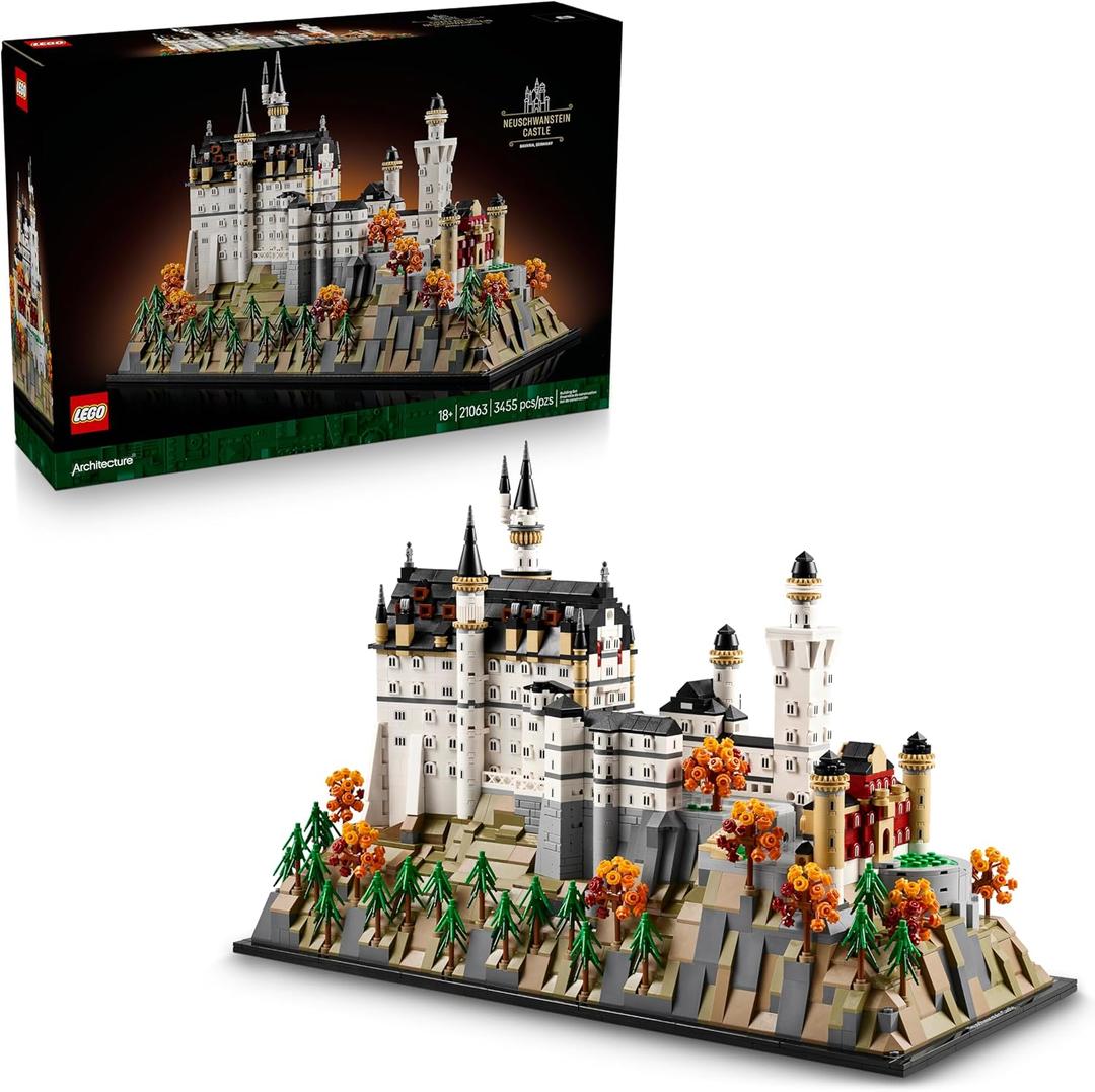 LEGO Architecture Neuschwanstein Castle Building Set - Collectible Bavarian Castle Model Kit for Arts & Crafts - Building Blocks for Adults, Ages 18+ - Gifts for Men and Women - 21063