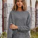 Women's Casual Crew Neck Sweatshirts Casual Loose Pullover Tops Long Sleeve Fall Shirts Fashion Clothes OneSize