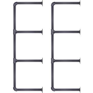 MUZIK 4 Tier Industrial Wall Mount Iron Pipe Shelf, Vintage Industrial Wall Mount Bookshelf Shelving Unit, DIY Open Bookshelf, Shelf Shelves, Kitchen Shelves, 2 Pack 40 Inch, 3/4 Pipe Nipple