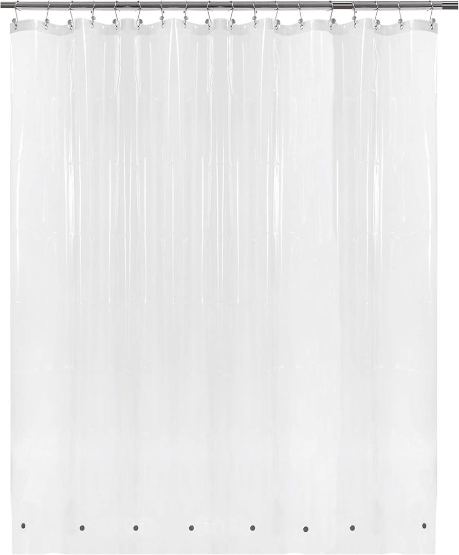 Barossa Design Extra Wide Shower Curtain Liner 108" x 72" with 8 Magnets - Waterproof PEVA Around Shower Liner for Bathroom, PVC Free, Metal Grommets - Clear, 108X72