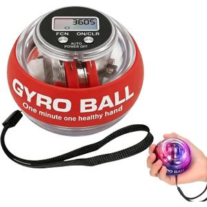 Torque Ball Hand Exerciser,Gyro Ball Hand Wrist Exerciser with Counter,Compact and Portable, Auto-Start Colorful Lighting,Designed for Fitness Enthusiasts and Office Workers(Red)