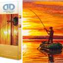 DIAMOND DOTZ at Home Fishing at Sunrise Diamond Painting Kits for Adults - Diamond Art Kits a Relaxing Creative Craft Kit with Dotz Gems 16x12