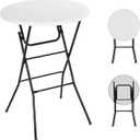 Nice C Plastic High Top Round Table, Portable Cocktail Bar Table, 31.5" Folding Counter Height Tables, Waterproof Outdoor/Indoor Tables for Parties, Weddings, Camping, Backyard (White, 1 Pack)