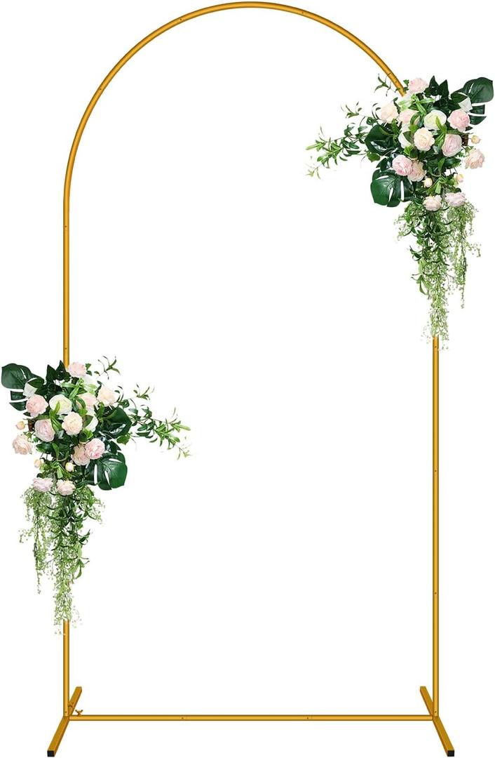7.2 FT Arch Backdrop Stand, Balloon Arch Stand with Base, Metal Arch Stand, Gold Baby Shower Backdrop Arch, Wedding Arch Frame