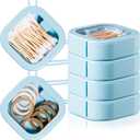 Kathfly 4 Pcs Blue Hair Tie Organizer Portable Hair Accessory Storage Containers Stackable Tie Bobby Pin Holder Home Cotton Swab Dispenser Accessories Jewelry Organizer Box