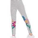 Haloumoning Kids Girls Striped Leggings Toddler Cute Elastic Waist Printed Pants 3-4T