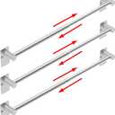 Towel Bar, 14inch to 25inch Adjustable Towel Holder Rod, Self Adhesive Wall Mounted Hand or Body Towel Rack for Bathroom Kitchen, Stainless Steel Organizer Single Bar (Brushed Nickel, 3 Pack)