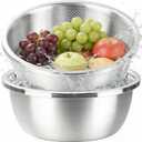 Colander and Bowl Set 6.0QT (2-in-1) - Thickened 304 Stainless Steel Kitchen Strainer Bowl for Fruit, Pasta, Vegetables, Rice - Heavy Duty, Induction Cooker & Dishwasher Safe