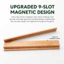 Wooden Mahjong Racks with Pushers, 4 Pack Solid Wood Mahjong Tile Holders, 17.7 Inch with 9 Built-in Magnets, Strong Grip for American Mahjong Players