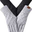 REACH STAR 2 Pairs Winter gloves for women Touch screen Elastic Thermal knit Lining Warm Gloves for Cold weather (Black+light Gray)