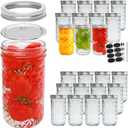 Flrolove Mason Jars 12 OZ,Canning Jars with Lids 24PACK,Glass Jam Jars, Jelly Jars with Airtight Lids,Ideal for Canning, Preserving, Honey, Wedding Favors, Shower Favors