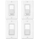 BESTTEN 2 Pack Dimmer Light Switch, Universal Lighting Control, Single Pole or 3 Way, Compatible with LED Dimmable Lamp, CFL, Incandescent, Halogen Bulb, Decorator Wallplate Included, UL Listed, White
