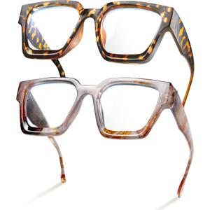 livho Oversized Eyewear Frame for Woman and Men - Rectangle Fashion Glasses for Computer, Chic Preppy Frame