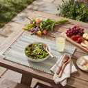 Artoid Mode Dark Grey Farmhouse Woven Braided Stripe Placemats Set of 4,12x18 Inch Seasonal Holiday Table Mats Party Kitchen Dining Decoration