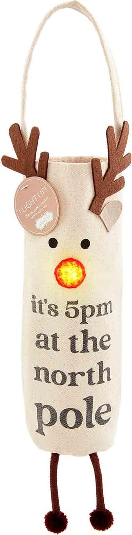 Mud Pie Light Up Christmas Wine Bag, Deer, 15" x 4 3/4"