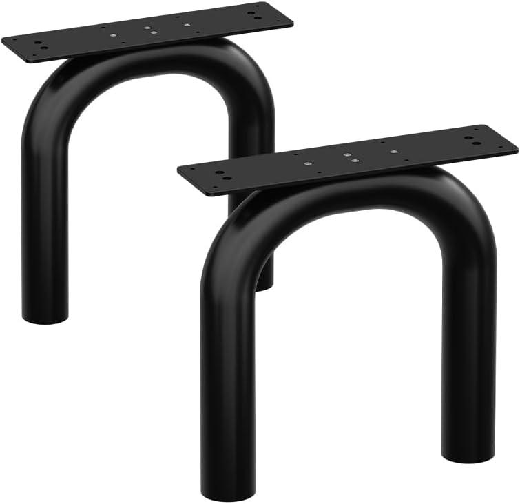 Orgerphy 18 Black U-Shape Metal Table Legs (2PCS)| Coffee Table Legs Heavy Duty Furniture Legs Bench Legs | Mid Century Modern Metal Legs for Coffee Table Furniture Bench Legs (18H x 15W)