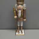 Joliyoou 15 inch Christmas Nutcracker, Wooden Nutcracker King Holding A Sceptre, Rose Gold Traditional Hand-Painted Festive Decorations for Table, Mantel and Xmas Party