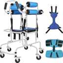 6-Wheels Walkers Disabled Children Cerebral Palsy Disabled Kids Walker, Upgrade Double Cushion Auxiliary Equipment Rehabilitation Standing Walking Aid for Lower Limb Training and Assis (35*25*24in)