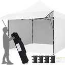 Yaheetech 10x10 Pop up Commercial Canopy Tent with 3 Removable Sidewalls & Awning, Portable Freestanding Shelter, Outdoor Heavy Duty Party Canopies W/Roller Bag, 4 Sandbags, Stakes & Ropes, White
