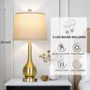 26" Gold Table Lamps Set of 2 for Living Room, Touch Control Bedroom Lamps for Nightstand, 3-Way Dimmable Bedside Lamp with USB A+C Port (2 LED Bulbs Included)