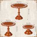 Amyhill 3 Set Mexican De Barro Cielito Lindo Cake Stand Party Decoration 8" 10" 12" Metal Orange Round Dessert Pie Display Holder for Wedding Celebration Birthday Baby Shower Cinco De Mayo (Classic)