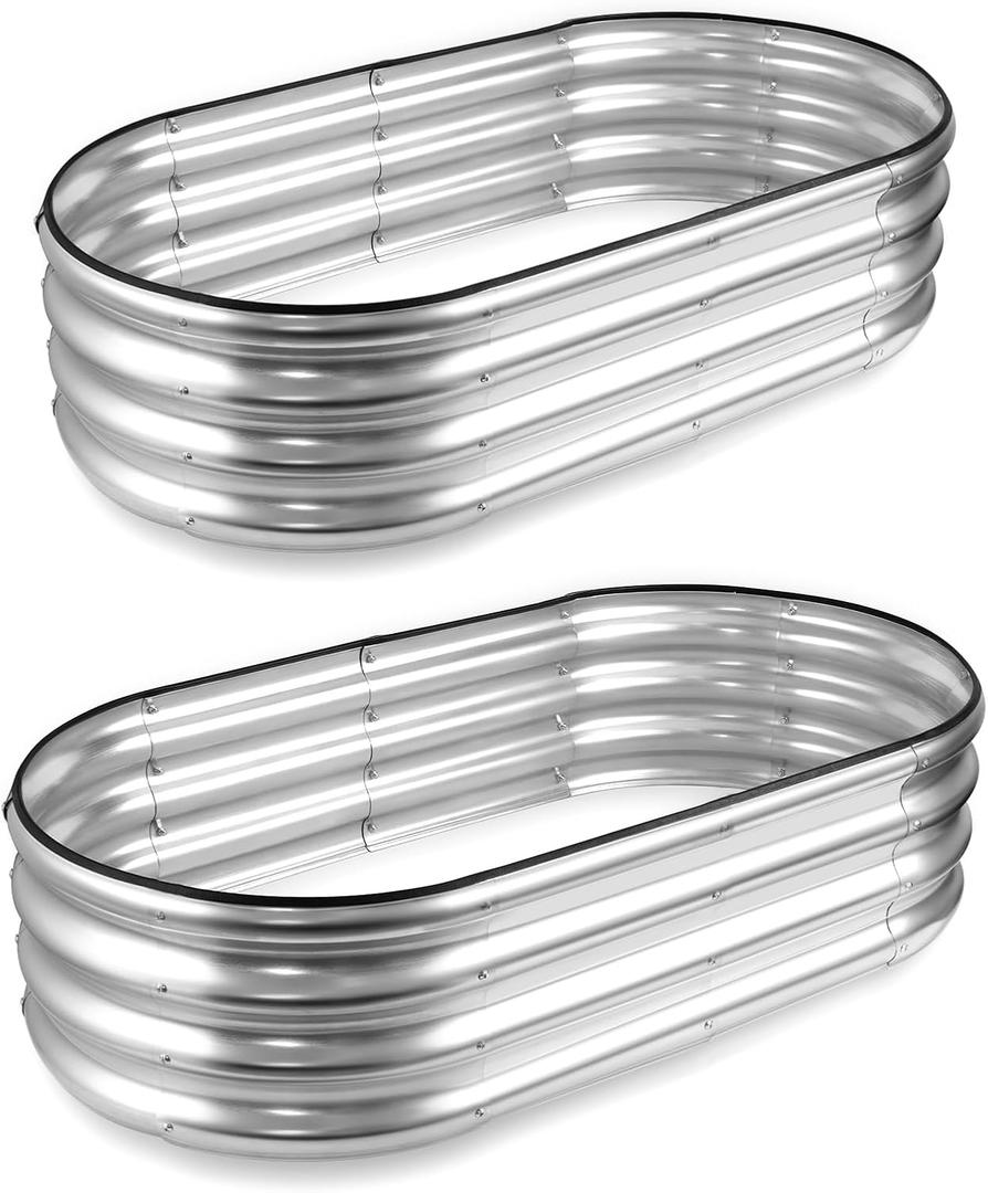 JERIA Raised Garden Bed,Galvanized Raised 2 Pcs 421ft Planter Boxes Outdoor with Easy Assembly, Large Garden Bed for Vegetables, Fruits, Flower (421ft 2pcs)