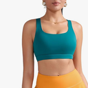 RUNNING GIRL Sports Bras for Women, Medium-High Impact Running Strappy Sports Bra with Removable Pads Color: Green Size:M